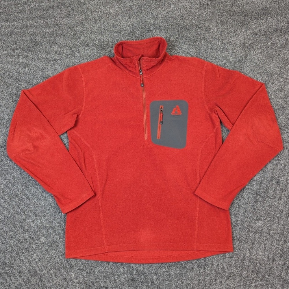 First Ascent Eddie Bauer Mens Small Red Fleece Quarter Zip Pullover Jacket